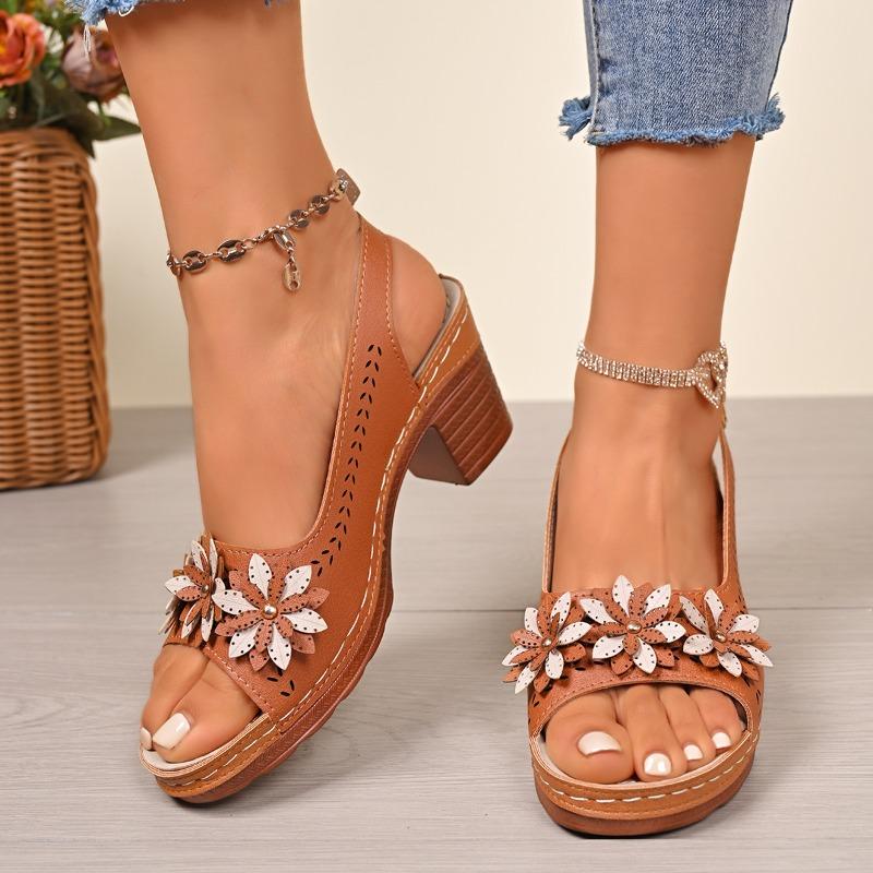 New women's shoes flower high heel cool slippers women's fashion casual cool slippers women