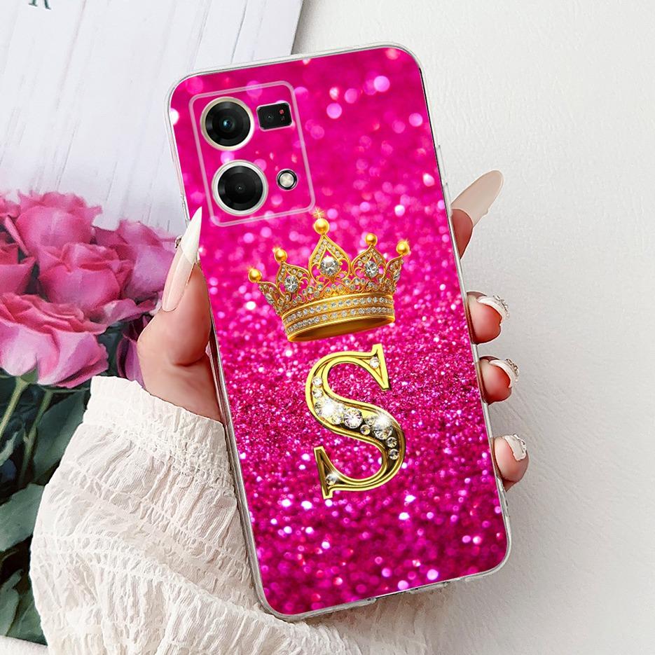 For Oppo F21 Pro 4G Case Reno7 4G CPH2363 New Crown Letters Cover Soft Silicone Phone Case For Oppo Reno8 Reno 7 F21Pro 4G Shell