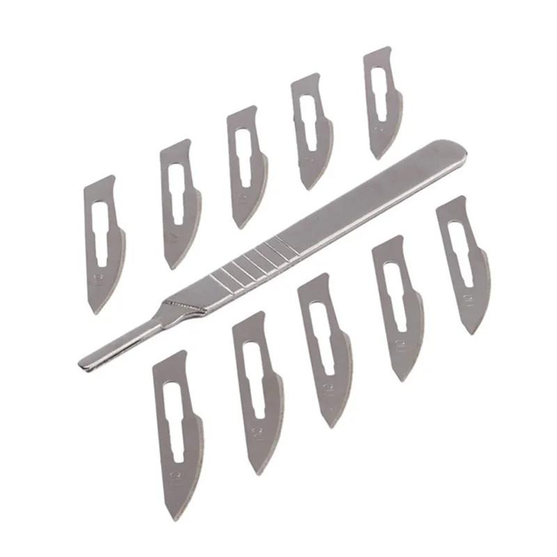 10 ks Čepele chirurgického skalpelu z uhlíkové oceli Dláto Nástroj pro pitvu PCB + 1 ks Rukojeť