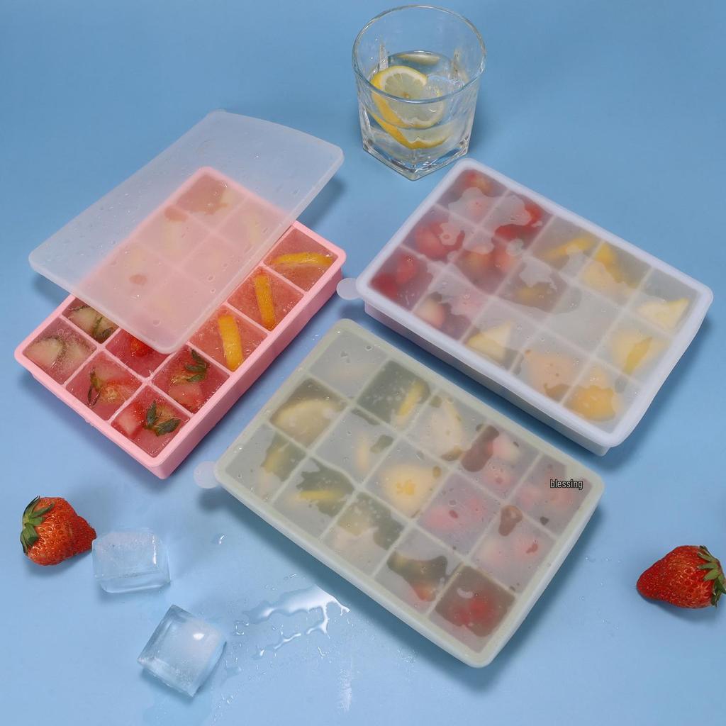 Food Grade Silicone Ice Cube Tray with Lid - Large Commercial and Household Mold