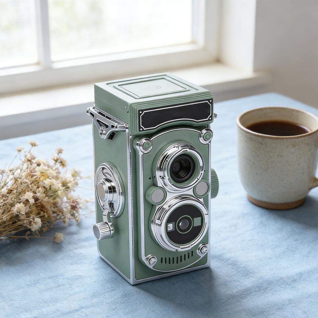 Vintage Digital Camera Portable TLR Retro 2.7K Video 24MP Autofocus Vlog Camera Manual Joystick for Beginners Teens Adults