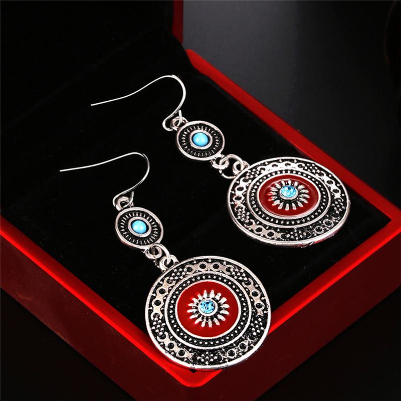 Bohemia Ear Stud Drop Dangle Earrings Long Ethnic Round Earrings Women Jewelry