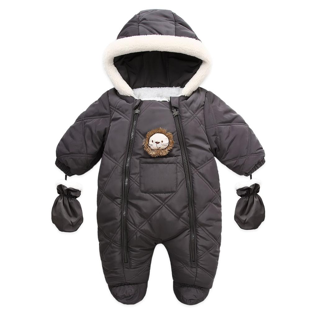 Newborn Baby Girl Jumpsuit Autumn and Winter Baby Romper With Gloves Warm Infant Snowsuit Thicken Cartoon Baby Ski Suit Coat