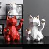 Lykke-katt Resinfigur – Feng Shui Maneki Neko Skrivebordsdekorasjon for Hjem og Kontor