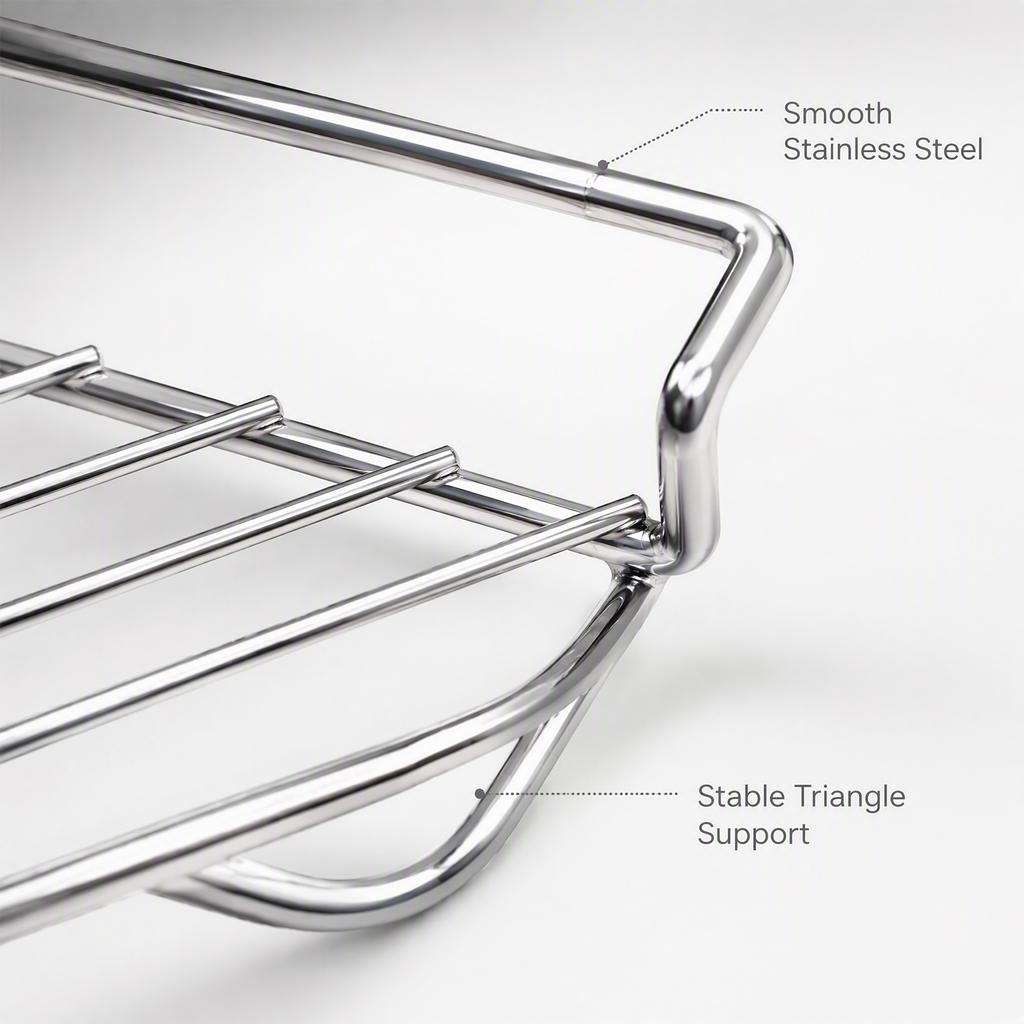 Stainless Steel Kitchen Sink Corner Shelf Organizer Rack Sponge Holder Drain Rack No Drilling 31x22x2.5cm