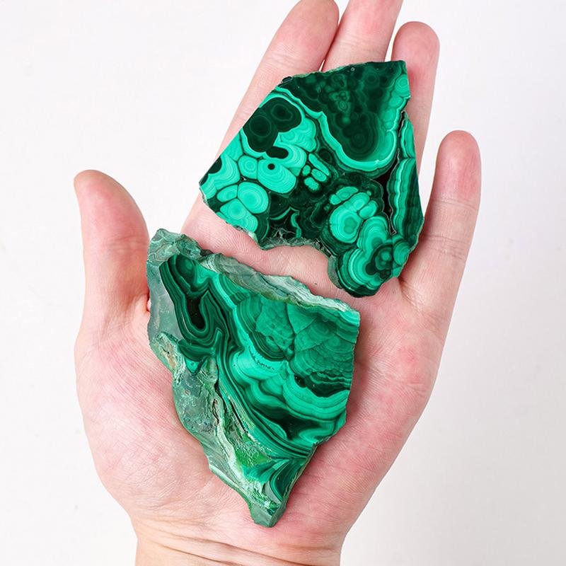 Malachite Crystal Statue Irregular Natural Raw Rough Malachite Free Form Slice Healing Crystals Stones Slices Polished Rock