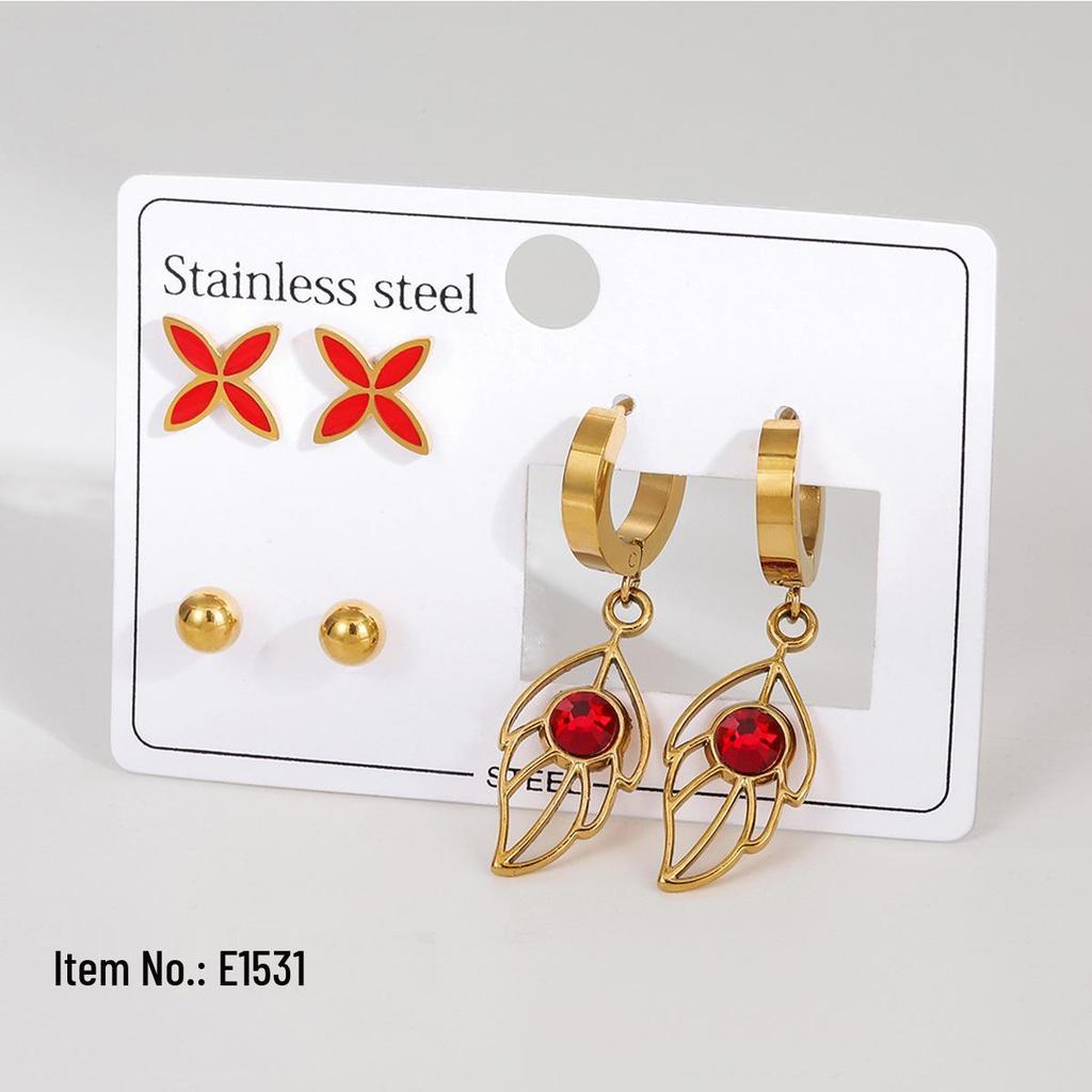 High-End European & American Stainless Steel Earrings: Fashionable, Non-Fading, Versatile Luxury Jewelry Set for Women