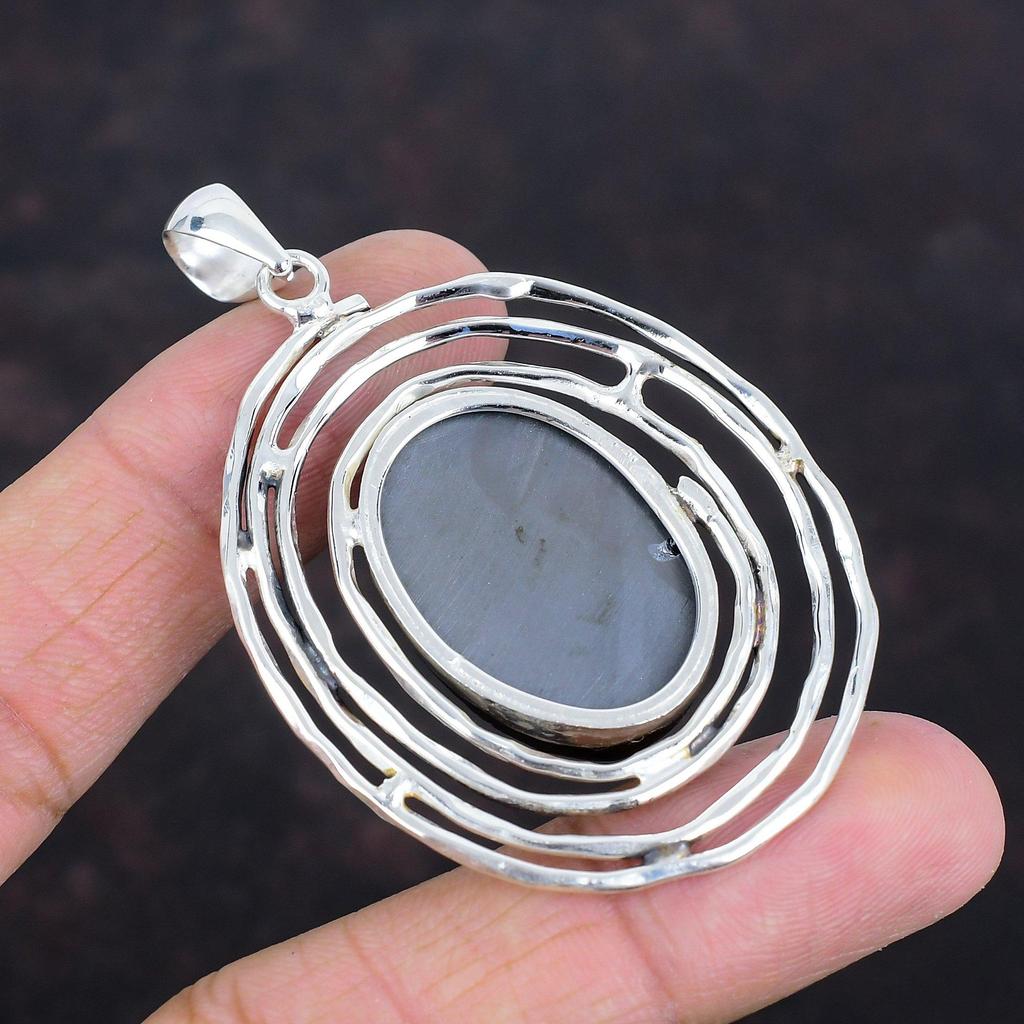 Shungite Rough Pendant Natural Gemstone Pendant 925 Sterling Silver Pendant Handmade Jewelry Unique Style Pendant Gifts For Him Boho Pendant