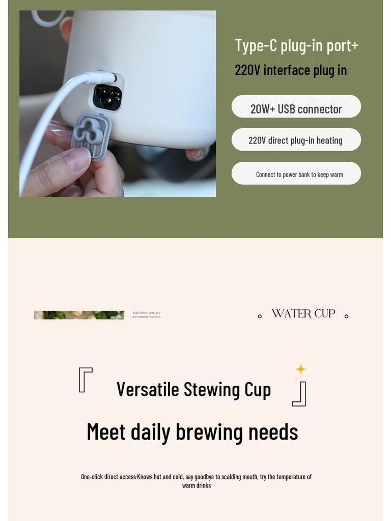 Portable Electric Heating Cup: Multi-functional Milk Warmer, Travel Kettle, and Office Hot Water Insulator