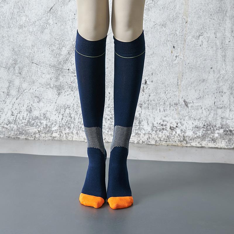 

Профессиональные носки для йоги, женские силиконовые нескользящие длинные носки, чулки из хлопка, для занятий в помещении, для фитнеса, пилатеса, танцев, спорта, носки темно-синий