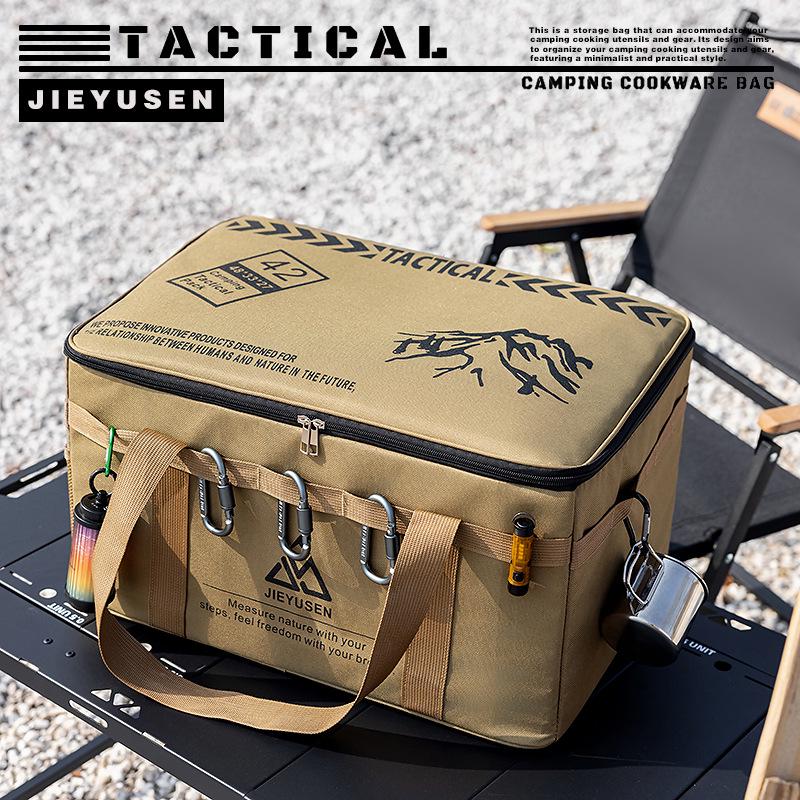 Portable Camping Gear Storage Bag with Anti-Collision Protection for Cookware, Tableware, Gas Canisters, and Accessories