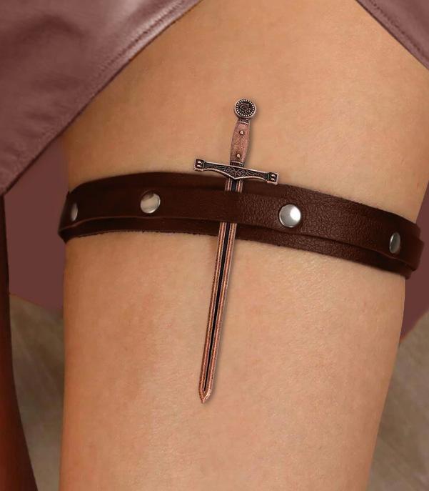 1Set Punk Rivet PU Leather Leg Garter Strap, Adjustable Elastic Thigh Garter Belts, Compatible With Various Metal Sword Props, Sexy Halloween Decor