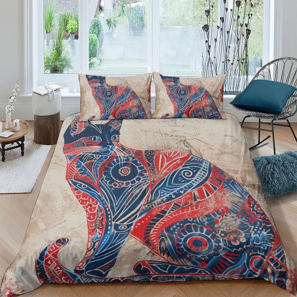 Comforter Cat Bedding Set Printed Suitable Children Kids And Adults Warm Soft And Breathable