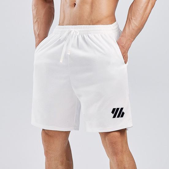Men Summer Casual Shorts Elastic Drawstring Waist Fitness Shorts Quick-Drying Sports Shorts with Pockets Solid Color Wide Leg Shorts