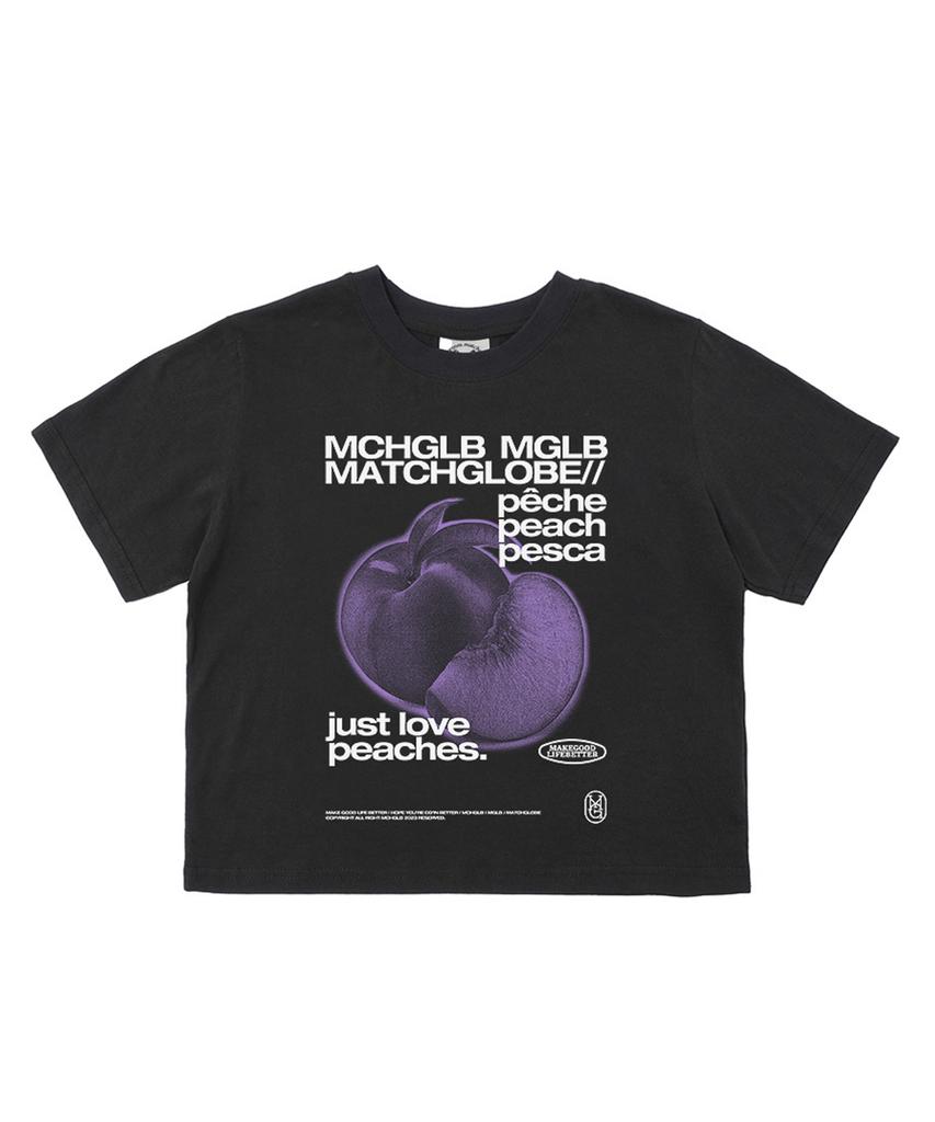 MATCHGLOBE Peach Crop Top (Black)