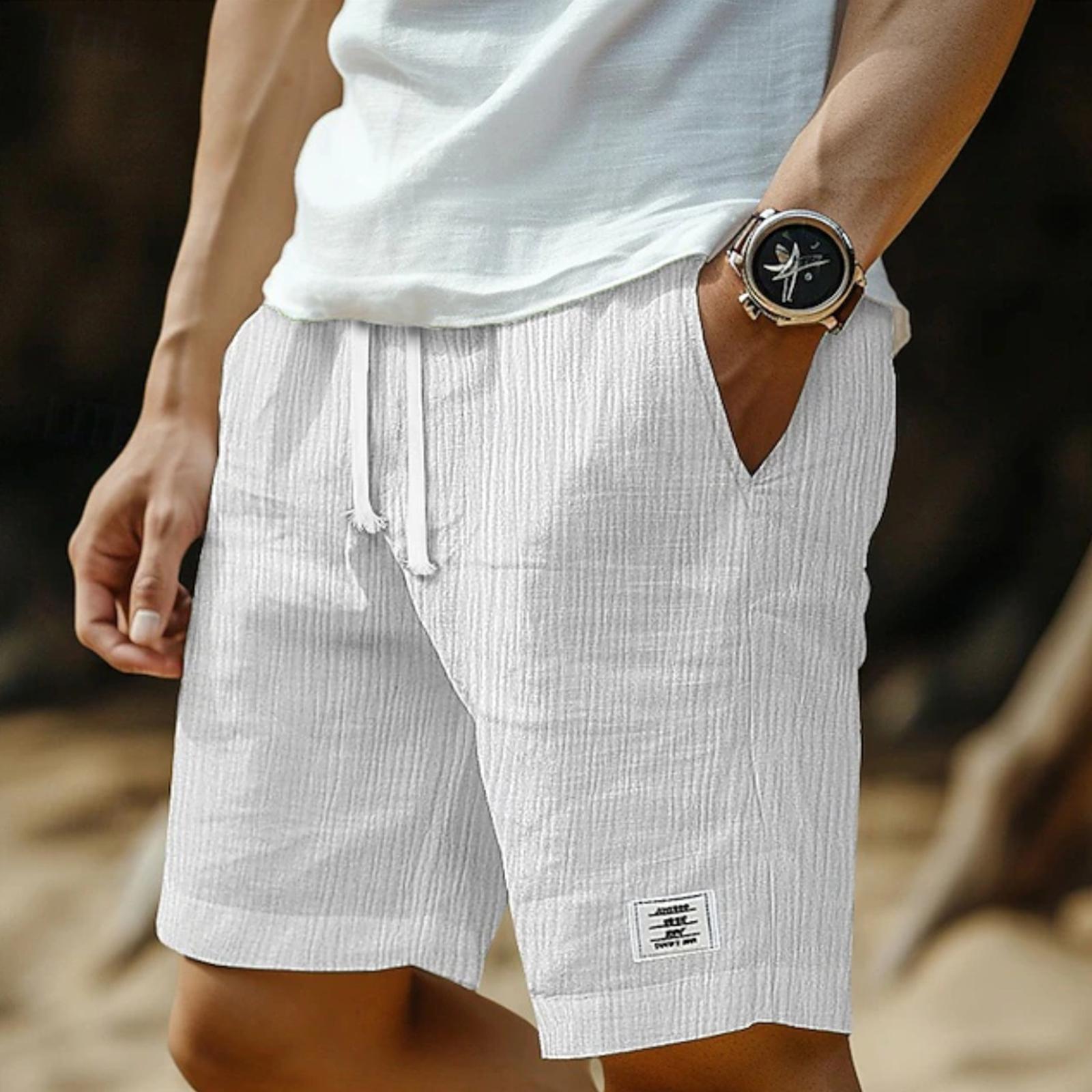 

Men s Skin-friendly Breathable Drawstring Loose Jogging Casual Five Minute Shorts XL білий