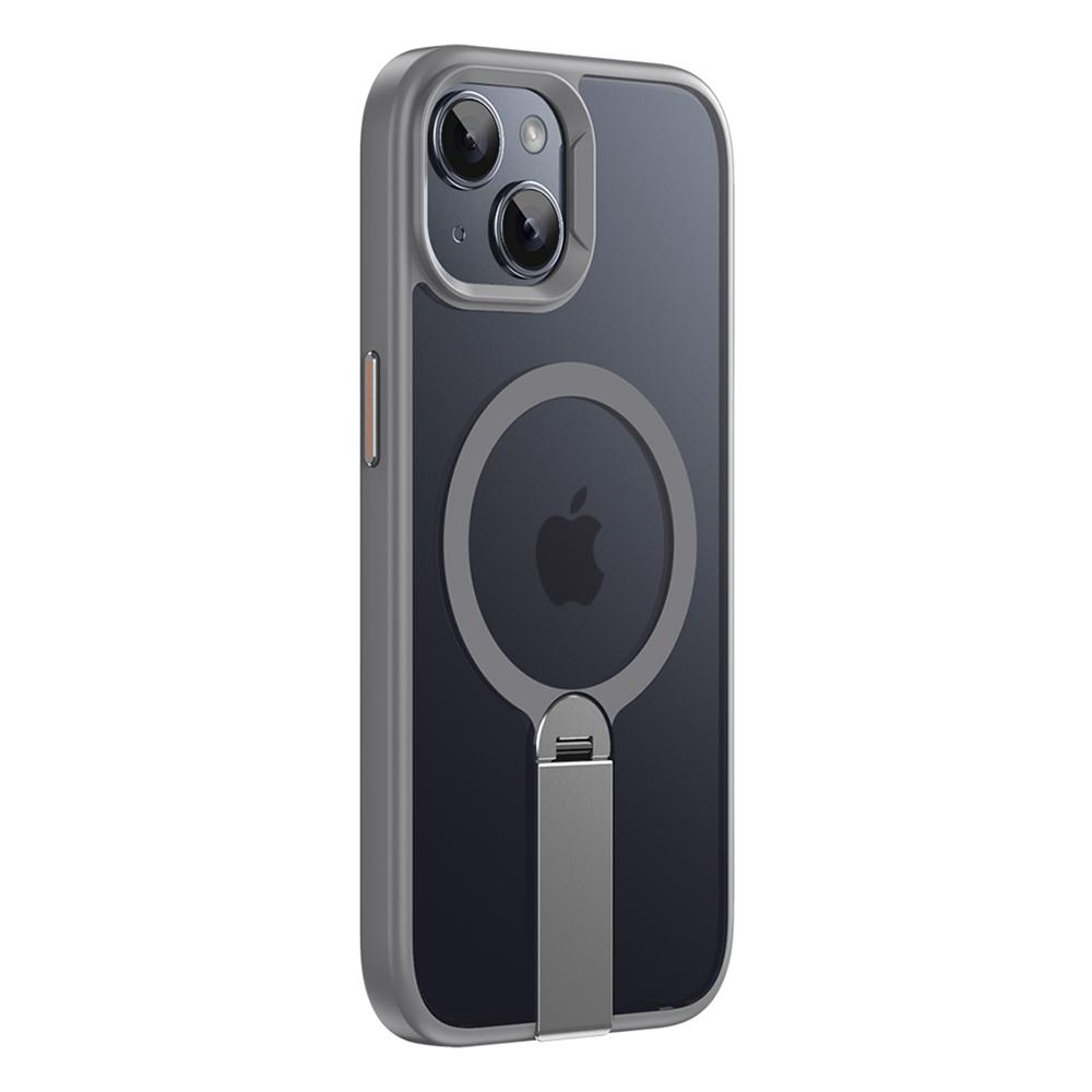 For iPhone 15 Case Compatible with MagSafe Rotating Straight Kickstand TPU+PC Matte Phone Cover