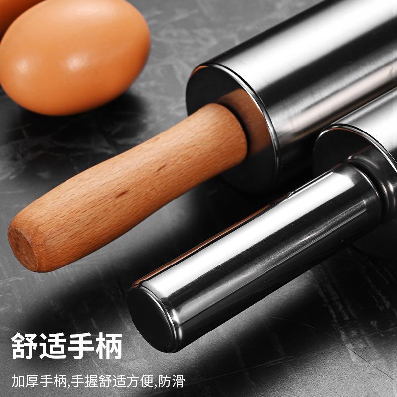 Wooden Handle Stainless Steel Rolling Roller, Hammer, Dumpling Skin Rolling Stick, Household Kitchen