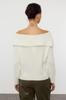Women's Fashion Stylish Sweater Plum Soft Textured Carmen Collar Knitwear Sweater