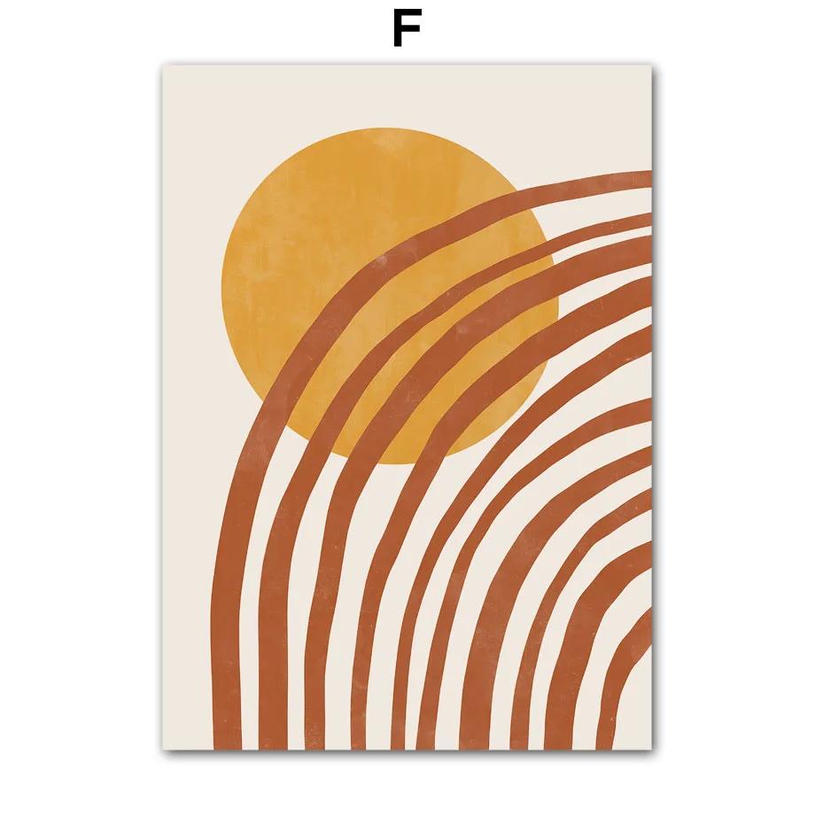 Minimalistyczny Kwiat Słońce Kolor Bloku Tęcza Sztuka Ścienna Skandynawskie Plakaty Abstrakcyjne Obrazy Do Dekoracji Salonu Wydruki na Płótnie Malarstwo