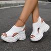 Height-Increasing Fly Weave Sandals Women'S Outdoor Summer New Fish Mouth Wedge Thick Sole Petite Athletic High Heel Sandals, Women Shoes
