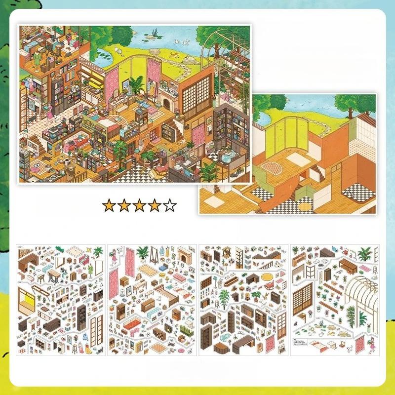 Waterproof PET Stickers My House Diorama Decals for DIY Journal Scrapbooking Craft