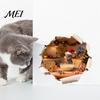 Bathroom Glass Window Stickers Christmas Mouse Wall Sticker, 3D Realistic Cute Illustrations Decal, for Waterproof PVC Decorative Holiday Home