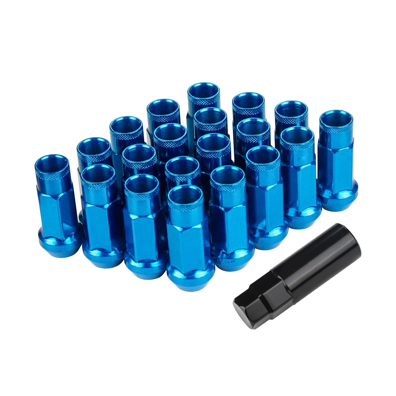 Steel Wheel Nuts, Tire Nuts, Racing Nuts, Wheel Lock Nuts, M12 x P1.5, 48mm Height, 20-Piece Set, Through-Wall Nuts, Colored Nuts, Anti-Theft Lock Nut