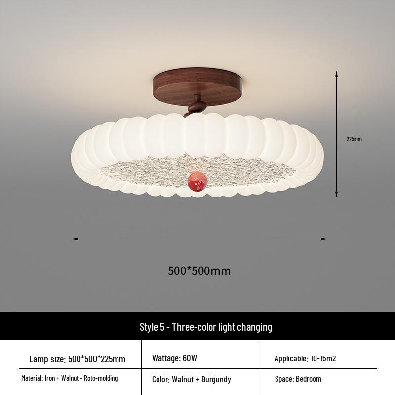 Wabi-Sabi Retro Round Ceiling Lamp: Full Spectrum, Eye-Protective Light for Master Bedroom