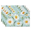 Bohemian Floral Placemats Delicate Daisy Rose Design Elegant Aesthetic Washable Table Mats for Dining Kitchen Tea Party Decor