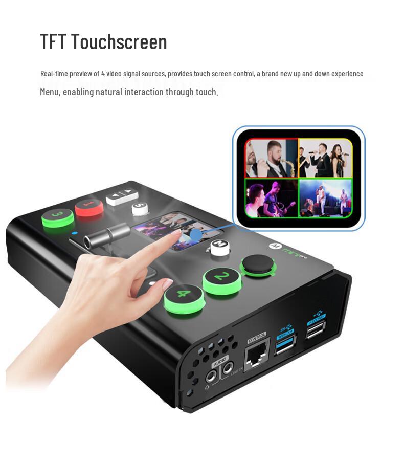 Jia Shi Ying Mini Pro HDMI Switcher: 4-way Director Live Broadcast Machine with Touch Screen & Picture-in-Picture