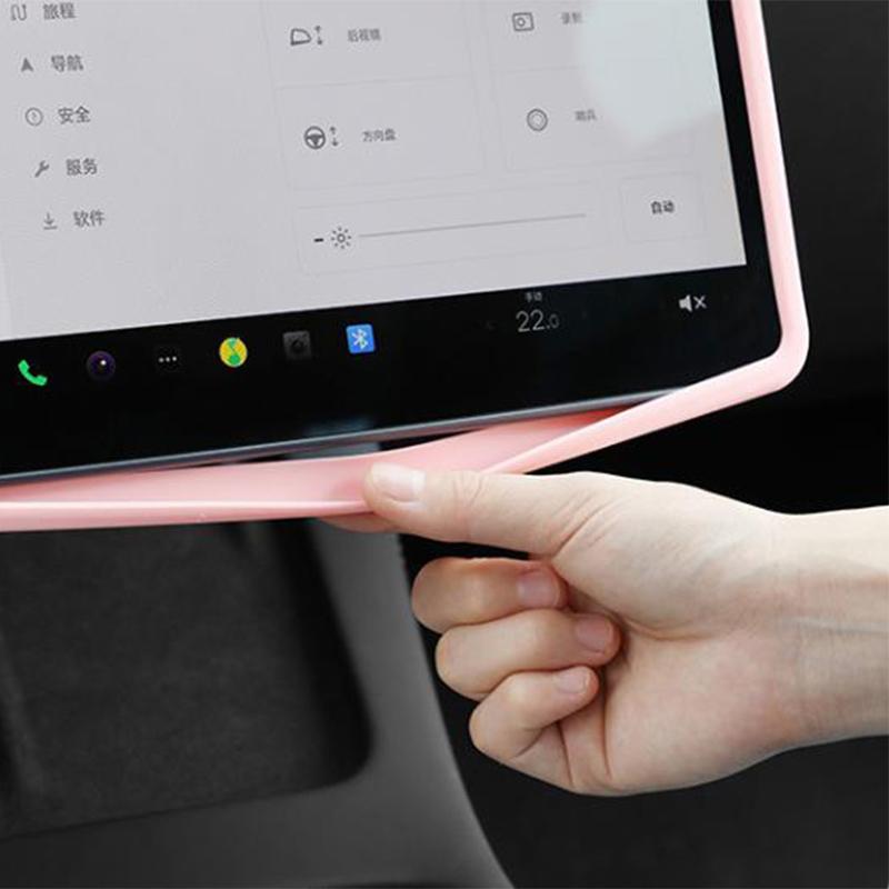 Skärmskydd för bilnavigation För Tesla Model 3 Y Silikonram Kanttäckning Central kontroll Antikollisionsremsa Bilinteriör