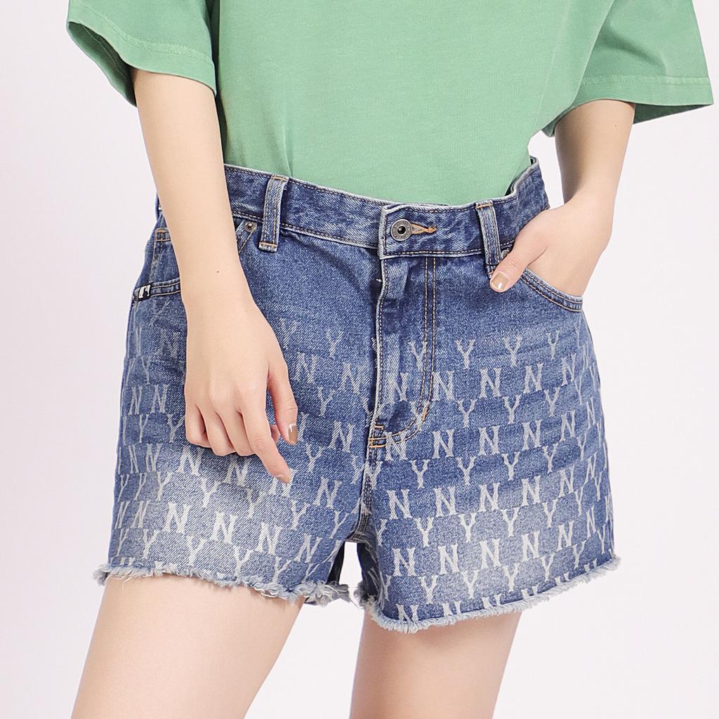 New MLB Old Flower Denim Shorts Women's Blue 31DPW4131-50U