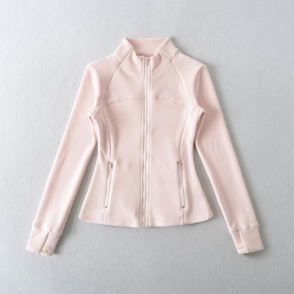 European and American style autumn and winter new solid-color coat with fleece thermal stand-up collar bottoming slim-fit top