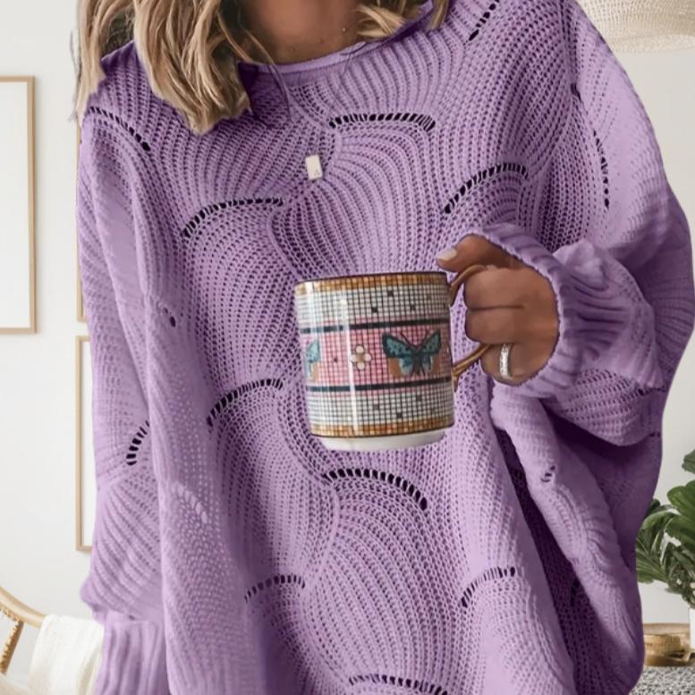 Női Új Alkalmi Divat Horgolt Pulóver Nagy Méret Laza Egyszínű Kötött Pulóver