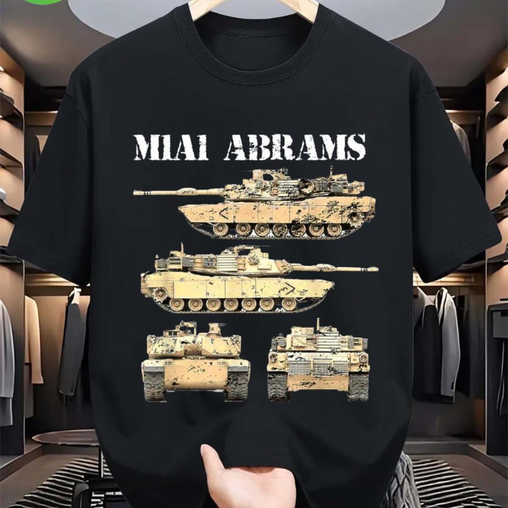 

Men S and Women S M1 Abrams Tank T-Shirt Sturdy Casual Fit Featuring US Insignia and M1 Abrams Main Battle Tank Design S разноцветный