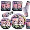 Cat Flower Theme Party Supplies Cat Party Tableware Disposable Paper Plates Paper Cups Paper Towels