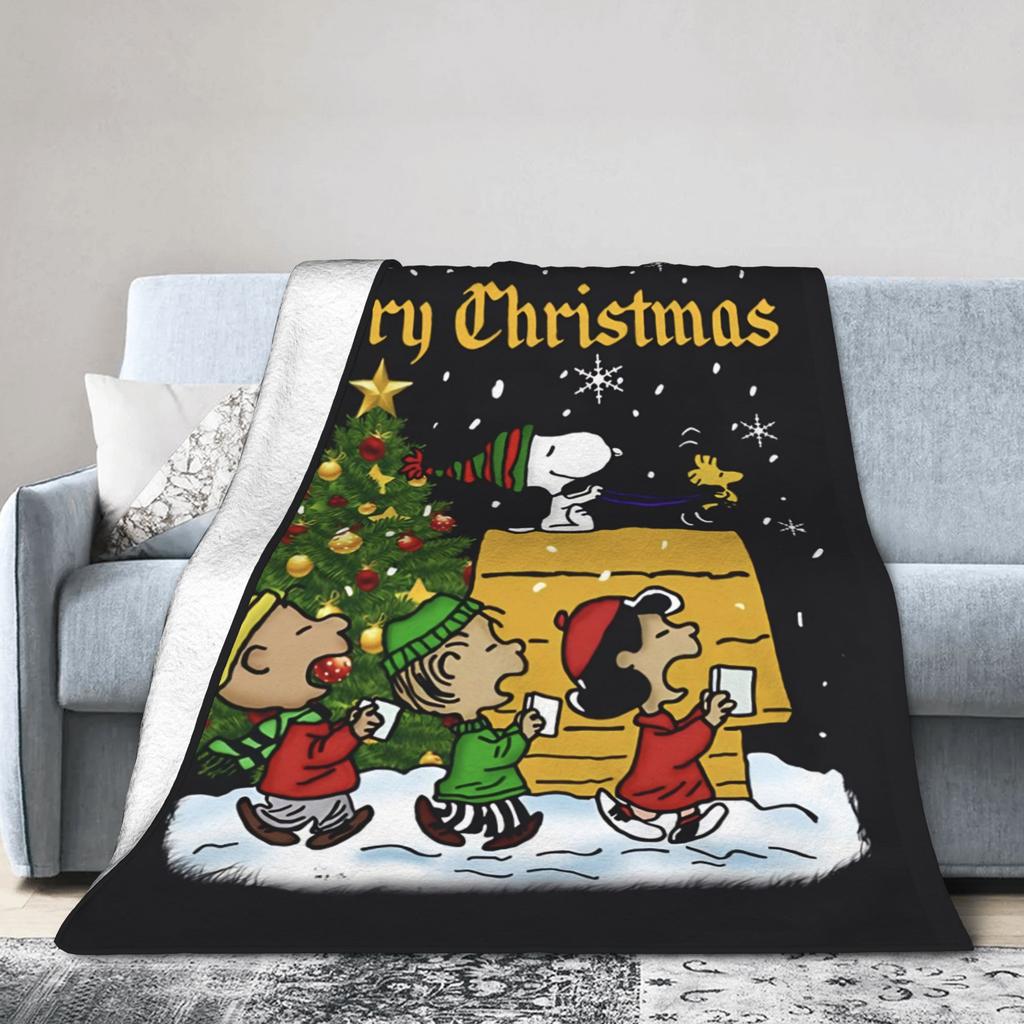 Snoopy Merry Christmas Blanket Fleece Winter Multi-function Super Warm Throw Blanket for Bedding Office Quilt