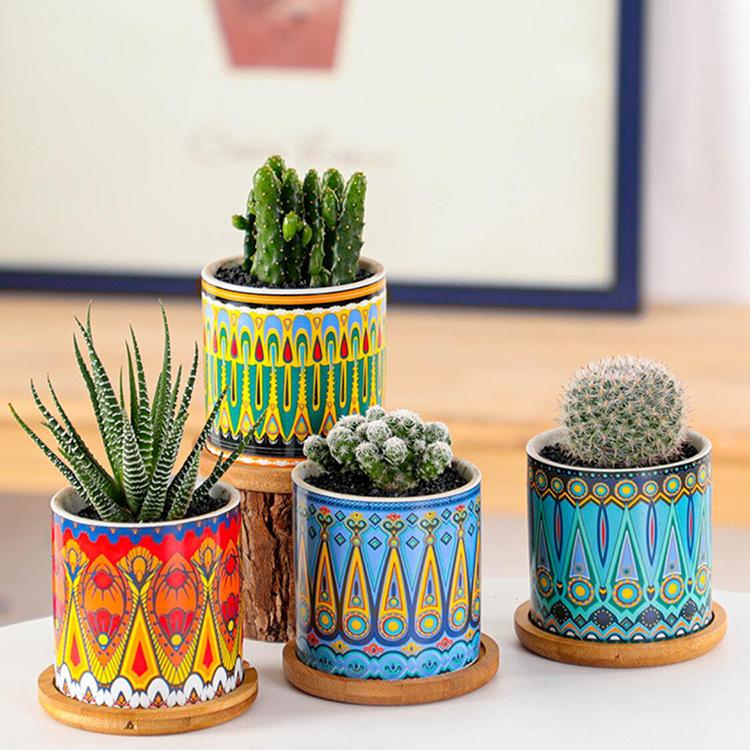 China Manufacturer Multi Color Cylinder Succulent Plant Pot Flower Pot Ceramic for Smart Home Decor
