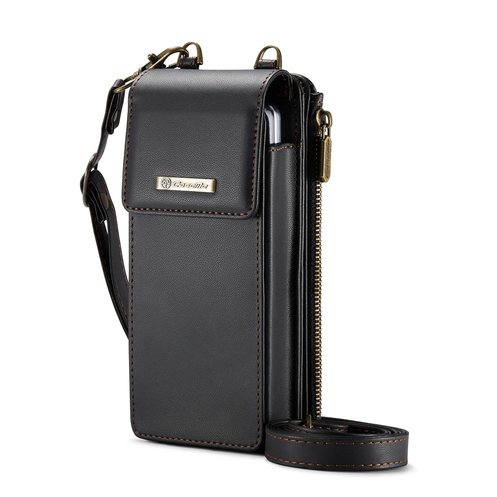 

Card Wallet Crossbody Strap Mobile Phone Bag Universal For Samsung Galaxy Z Fold 6 ZFold 5/4/3/2 Magnetic Buckle Leather Case чёрный