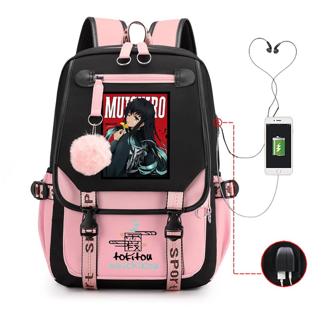 New Animation Schoolbag Children's Contrasting Colors Neutral Printed Primary and Secondary School Students Leisure Backpack with USB Port