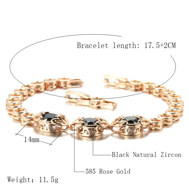 Fashion Ethnic Bride Black Natural Zircon Bracelet For Women Luxury  Rose Gold Vintage Wedding Fine Jewelry  New