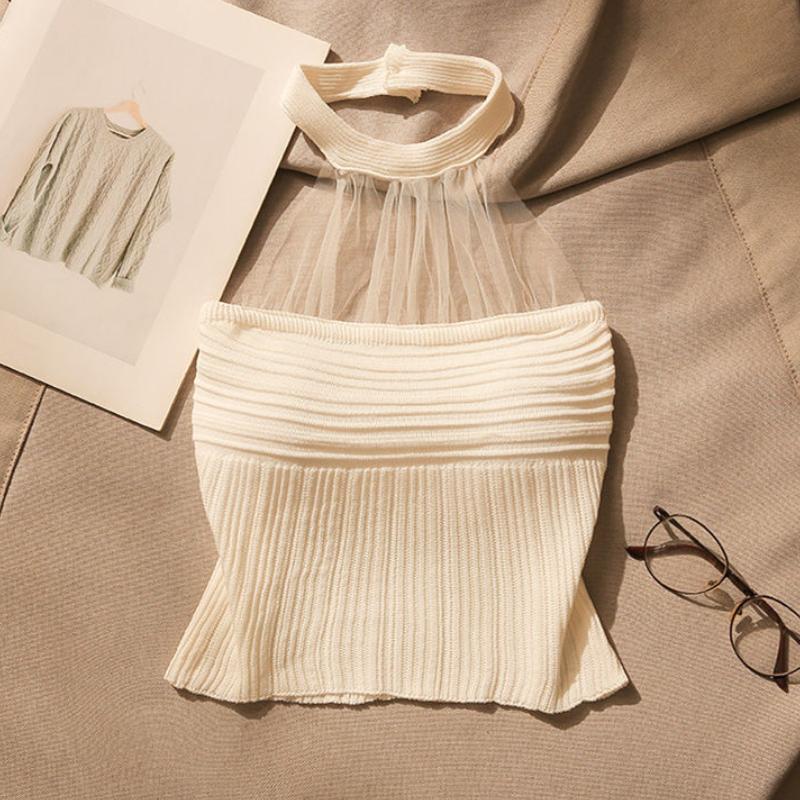 

Женская летняя майка-топ с сетчатой вставкой на бретелях, сексуальная, с открытой спиной, нишевого дизайна, для горячей девушки M белый