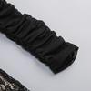 European Black Lace Long Sleeve Formal Dress with French Puff Sleeves, Square Neck, Cut-out Detail, and Slim Fit Mermaid Skirt