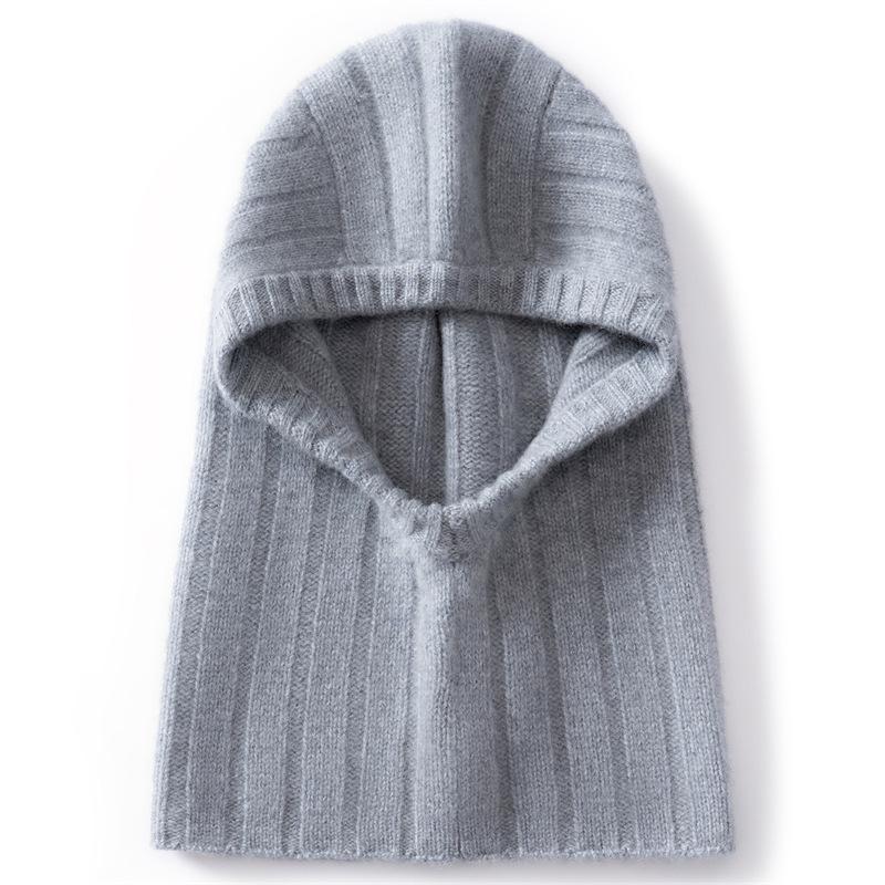 Autumn and Winter% Pure Cashmere Hat Women's Balaclava Hat Cold Protection Cover Ear Protection Wool Knitted Hat Men