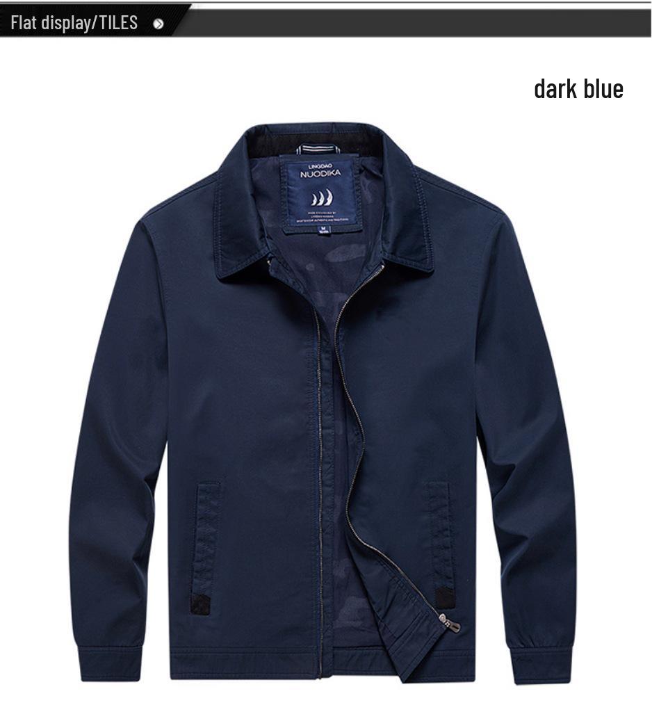 Herren Business Casual Übergröße Frühling-Herbst Jacke - Leichtgewichtiger Umlegekragen für Väter mittleren Alters und ältere