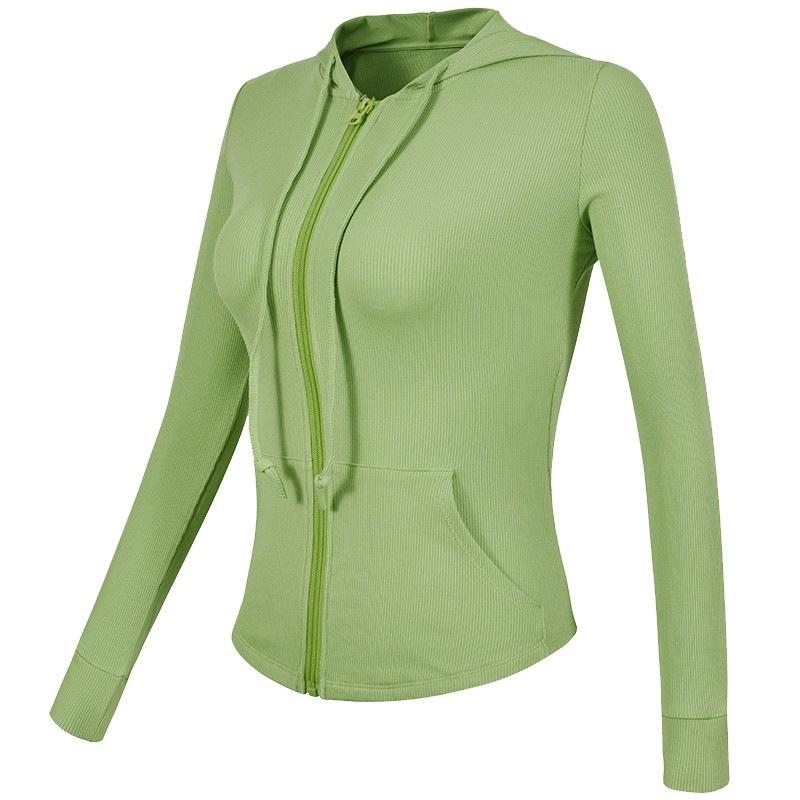 Women's Fitness Hooded Sports Jacket Running Top Slim Long Sleeve Quick Dry Tight Casual Yoga Clothing
