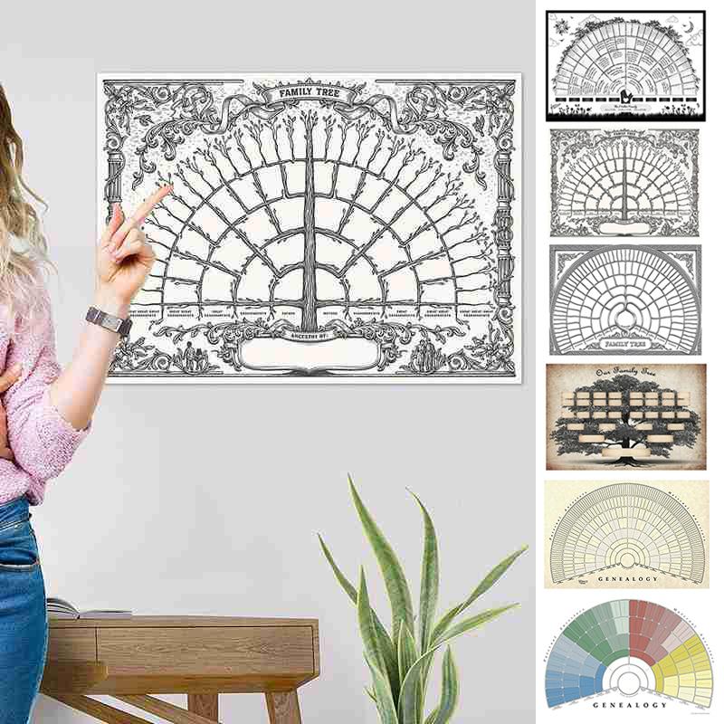 Buy 1PC Wall Art Blank Fillable Family Tree Genealogy Poster Chart ...