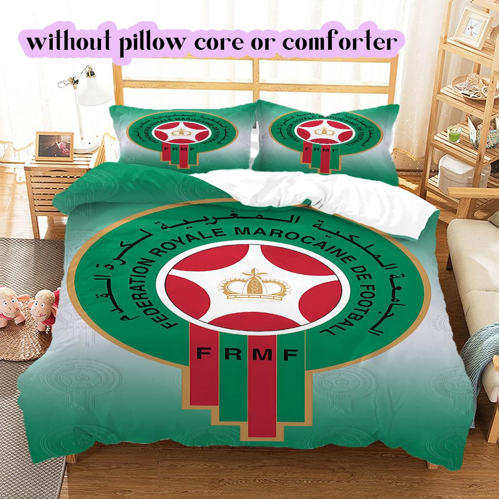 Morocco National Football Team Pattern Bedding,Quilt Set Quilt Cover Pillowcase Home Birthday Gift (1*duvet Cover+2*pillowcase,without Core)