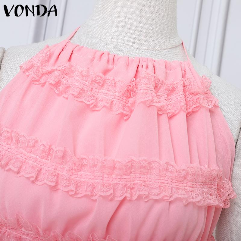 VONDA Damen Träger Neckholder Ärmellos Rüschen Rückenfrei Tanktops Camisole